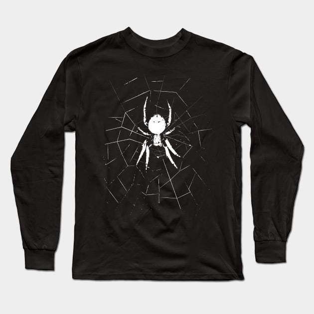 Spider In Web Long Sleeve T-Shirt by Krapka Designs